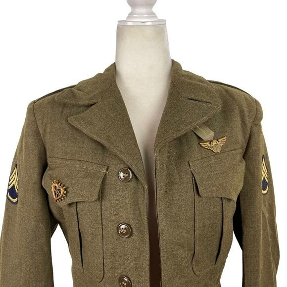 VTG Kravitz Clothing U.S. Army Infantry 100% Wool OD Jacket Made 1948 Size 34R - Picture 3 of 16